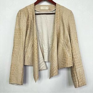 Blanknyc Crocodile Biker Jacket Moto Long Sleeve Cropped Embossed Fashion Cream